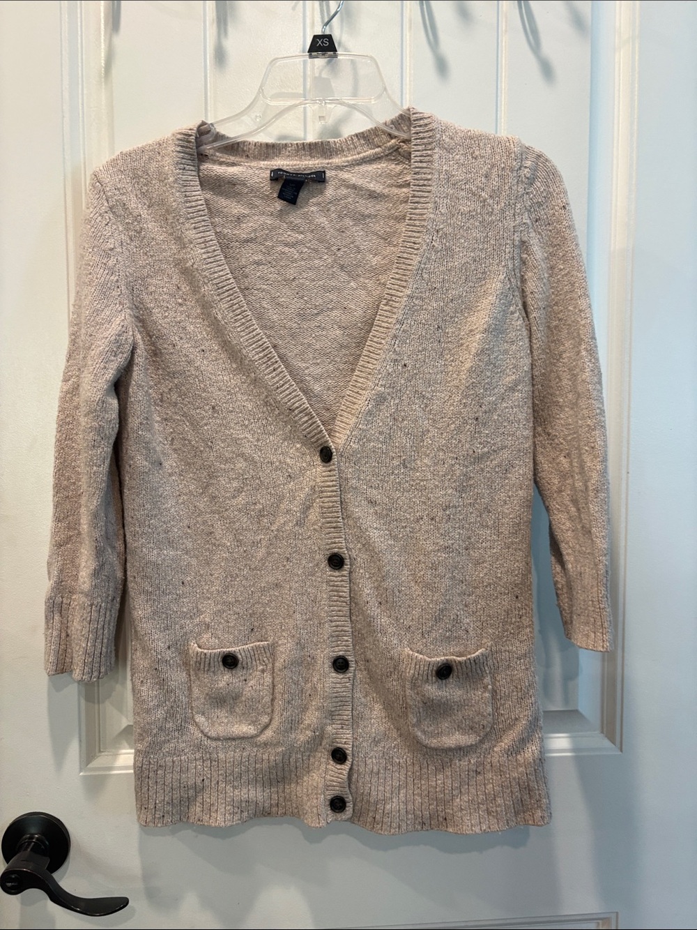 Soft Neutral V-Neck Cardigan Sweater - small